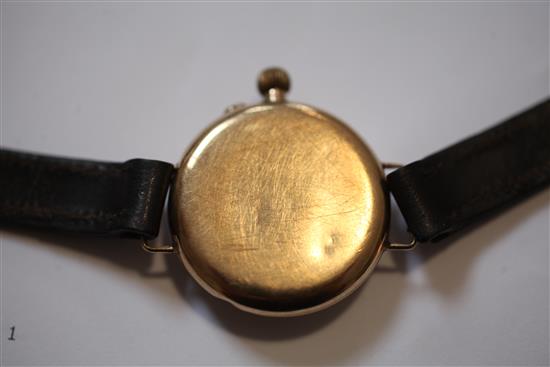 A gentlemans 1920s 9ct gold Francois Borgel cased wrist watch,